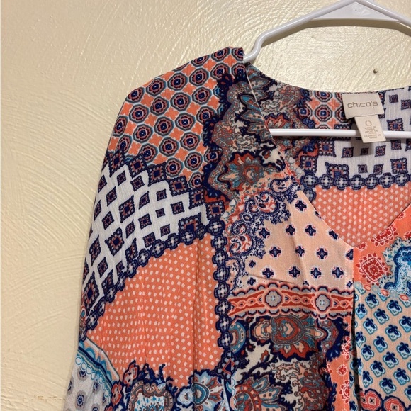 Chico's Vibrant Patchwork Blouse - Picture 6 of 8